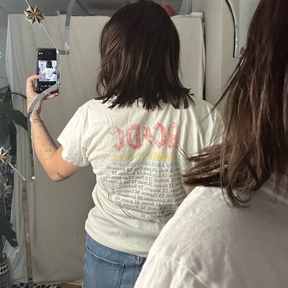 Daydreamer ACDC Graphic Print Short Sleeve Crew Neck Tee White - Picture 2 of 5